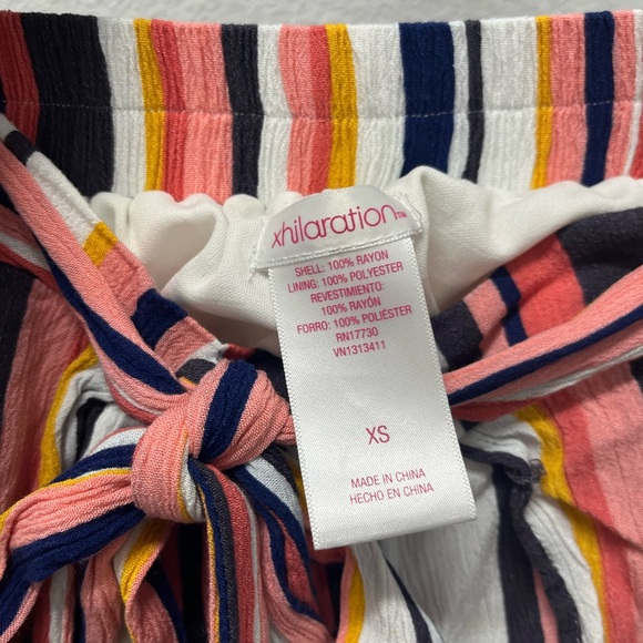 Xhiliration Multicolor Linen Pants with Tie Slit Legs Shorts Underneath Size XS - Picture 6 of 6